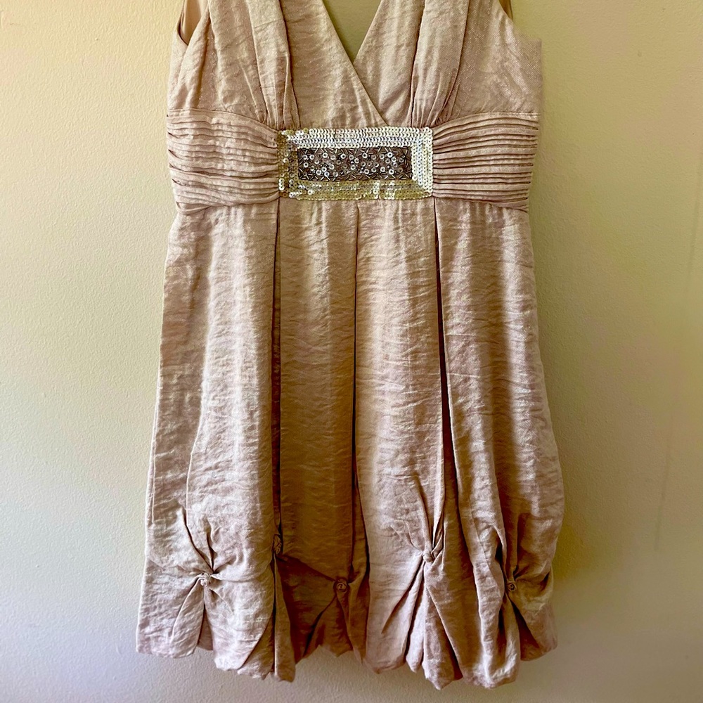BCBG gold cocktail dress